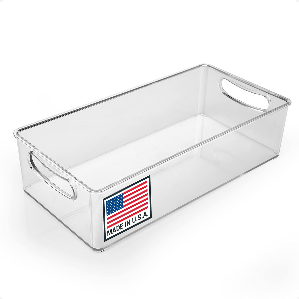 Pikanty Clear Refrigerator Organizer Bin with Handles — 11 Inch - Image 1