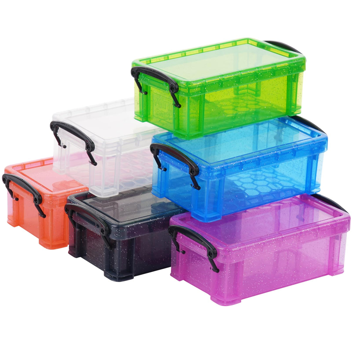 Mini Plastic Storage Containers with Locking Lids, 6 PCS - Image 1