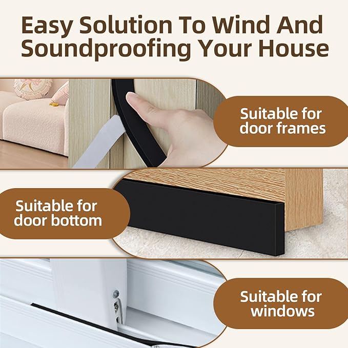 1 in Wide x 1/8 in Thick x 33FT Foam Weather Stripping Door Seal,Window Sealing Tape，Single-Sided Self-Adhesive Insulation Sealing Strip,Black