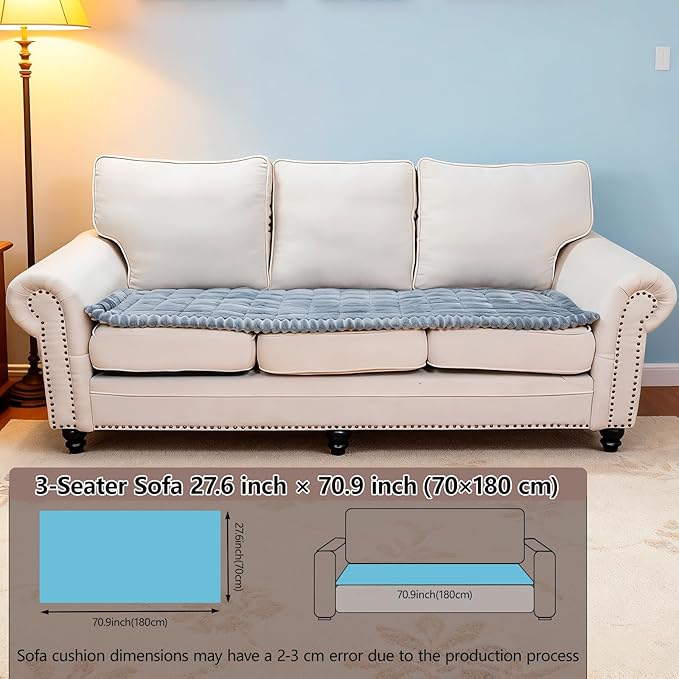 Waterproof Couch Cover for Dogs Washable,Non Slip Fuzzy Durable Couch Covers for 3 Cushion Sofa Pet Friendly Sofa Cover Dog Thick Soft Slipcovers Protector Couches Mat Bed (Light Grey, 27.6" x 70.9")