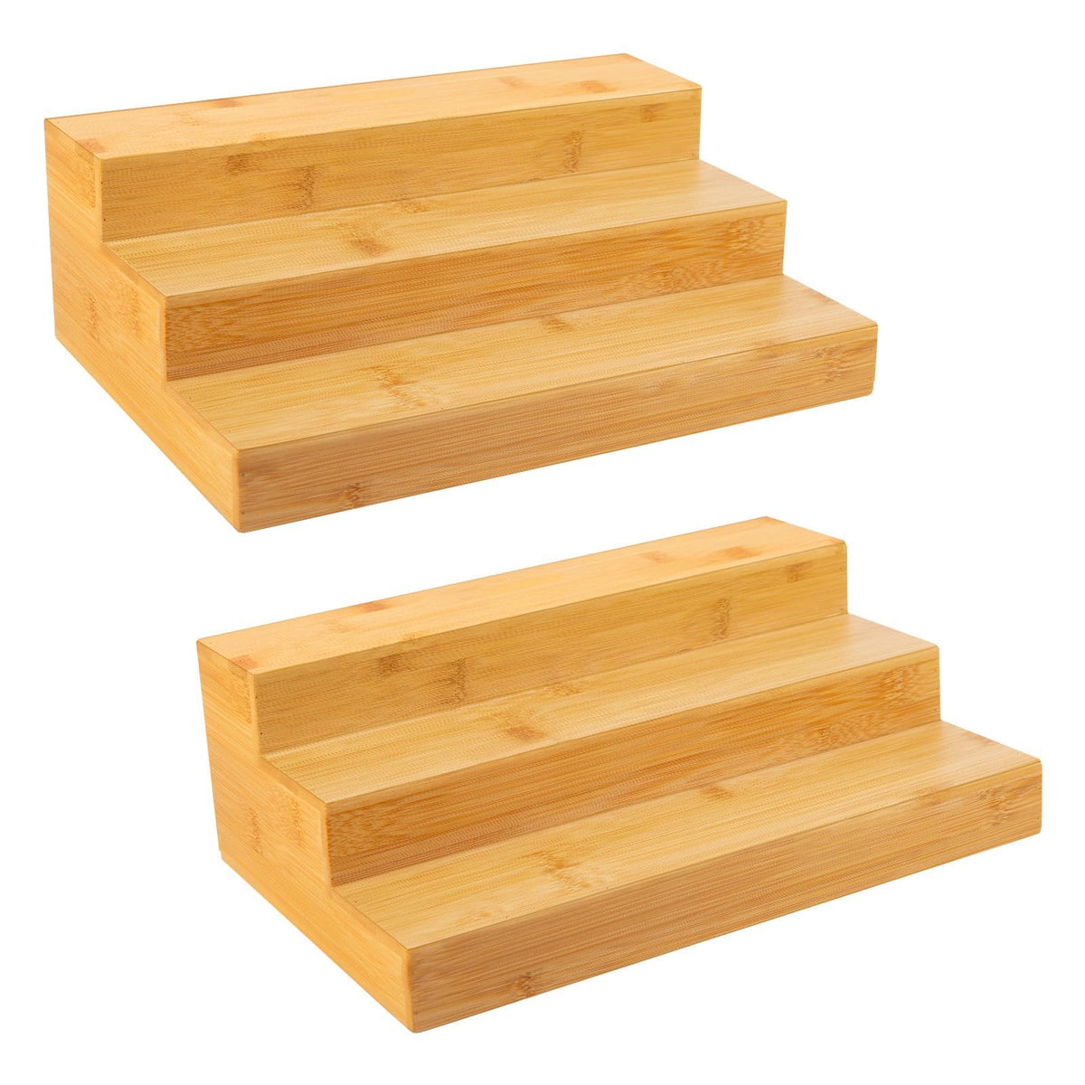 Bamboo Spice Rack Organizer for Cabinet 2 Pack - 3 Tier - Image 1