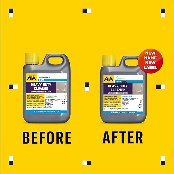 FILA Heavy Duty Cleaner PS87 PRO, Stain Remover Grease, Coffee, Wine, Wax, Ink, Hard Surface Floor Cleaner, ideal for Natural Stone, Terracotta, Quarry Tile, Concrete, Porcelain, 1 QT