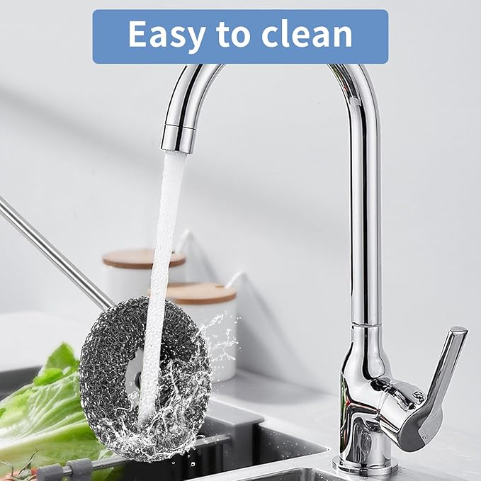 Stainless Steel Steel Wool Scrubber Set, One Dish Brush with Handle and One Long-Handled Steel Wool Brush, for Cleaning Tableware, Cooking Tools and Barbecue Grills' Metal Dish Scrubber.