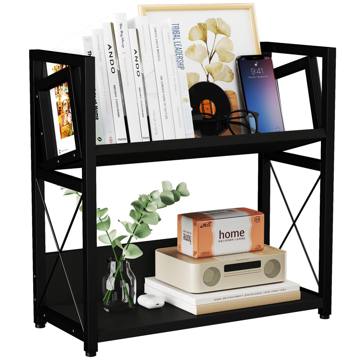Desktop Bookshelf 2 Tier Desk Shelf Organizer Wooden | All Products - Image 1