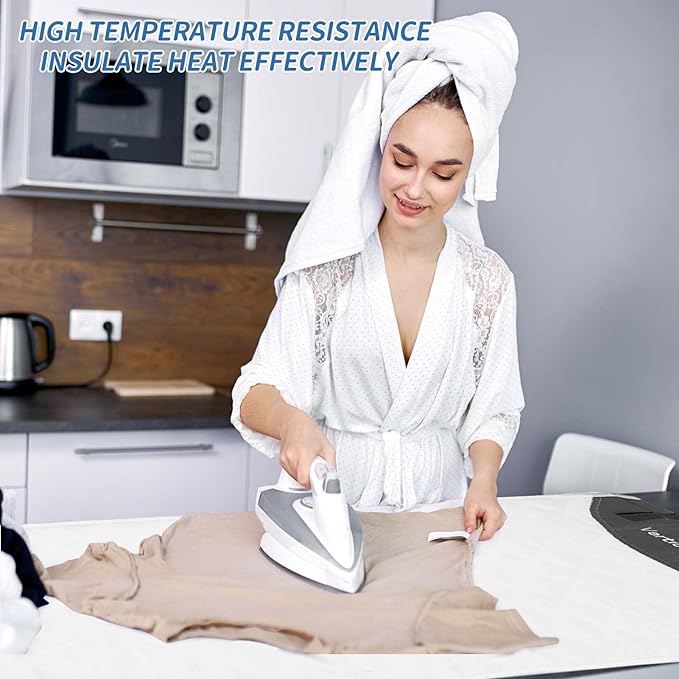 Over The Door Press Pad, Vertical Mounted Clothes Steamer Shield with Protective Glove, Heatproof Mat for Handheld Garment Care Tools, Gray and White