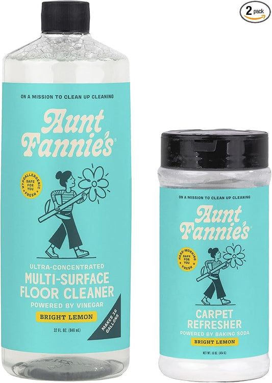 Aunt Fannie's Bundle: Floor Cleaner Vinegar Wash, Bright Lemon + Carpet Refresher, Bright Lemon