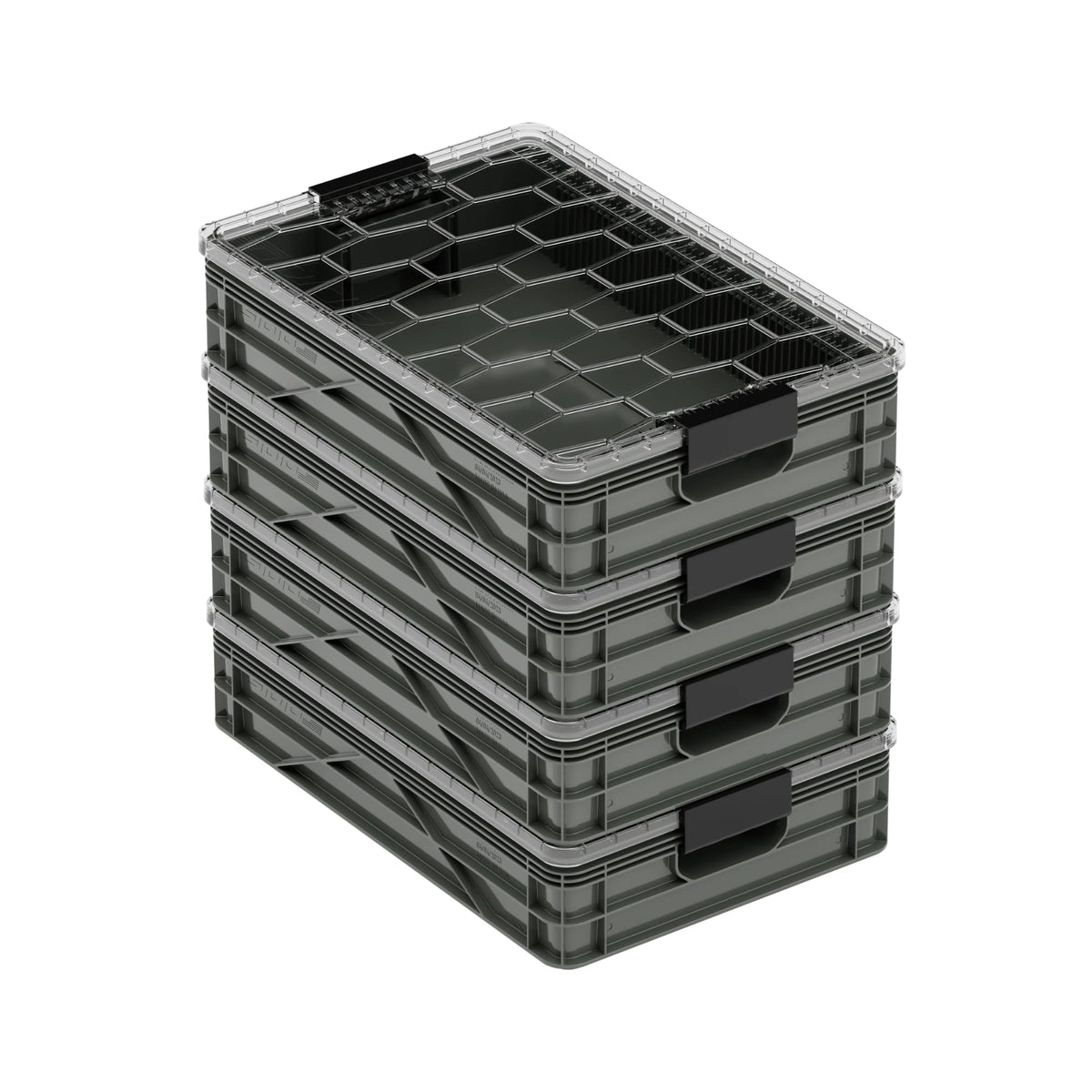 Quarter Crate 4-Pack Stackable Storage Bins, Stealth - Image 1
