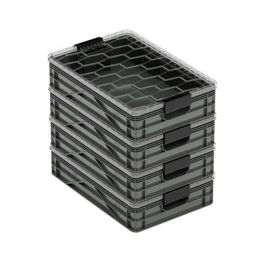 Quarter Crate 4-Pack Stackable Storage Bins, Stealth - Image 1