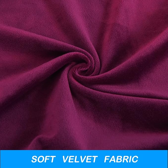 OBCREAT Wingback Chair Covers 2 Piece Stretch Velvet Wingback Chair Slipcover Soft Wing Chair Sofa Covers with Elastic Bottom,Armchair Couch Cover Furniture Protector for Living Room (Magenta)