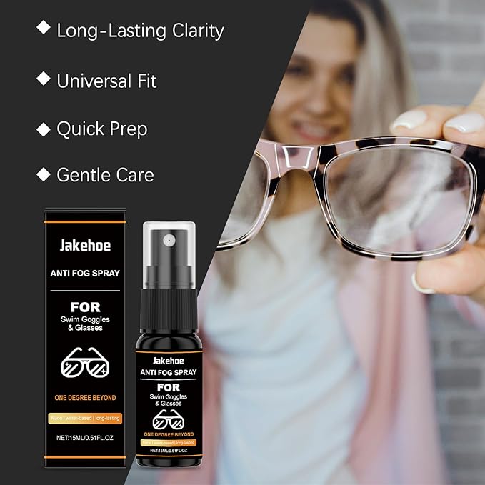 2-Pack Anti-Fog Spray for Glasses & Swim Goggles – Long-Lasting Nano Water-Based Formula – Safe for Coated Lenses – Quick-Drying, No Residue – 15ml Travel Size (0.51 fl oz Each)