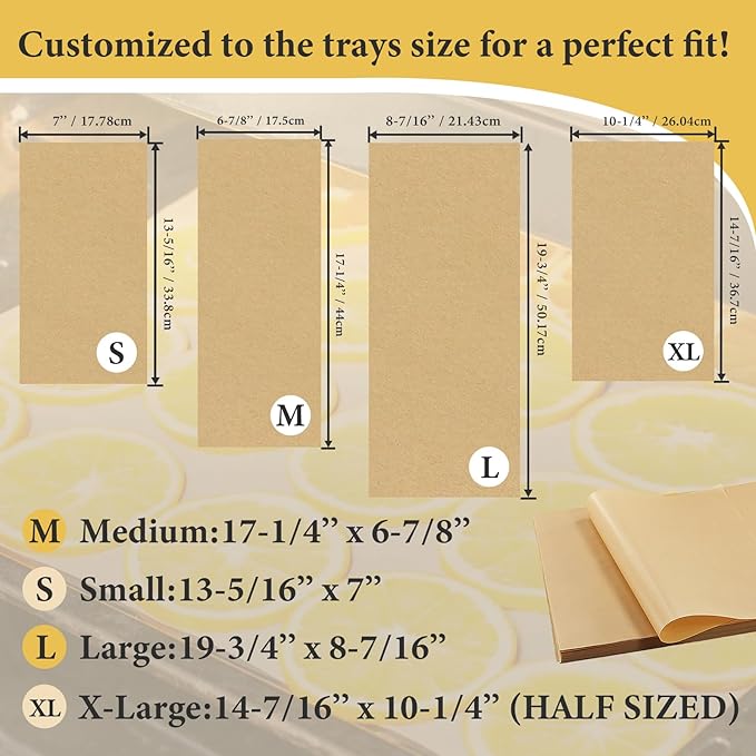 300 PCS Freeze Dryer Tray Mats for Harvest Right Dryer - Freeze Dryer Parchment Paper Set for Medium Trays - Non-Stick Baking Mats One-Off Parchment Paper Harvest Right Accessories (19.6" x 8.4")