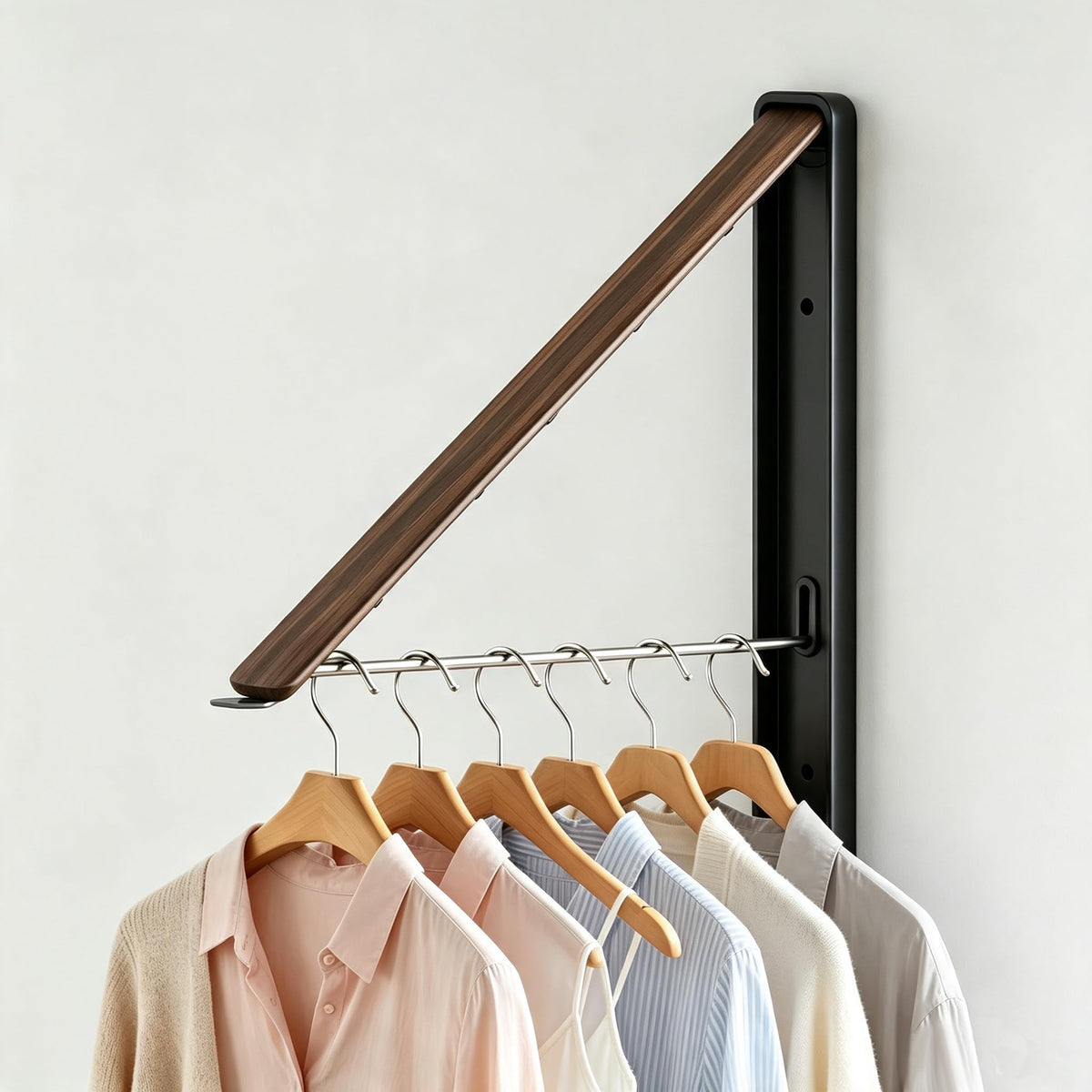 Folding Clothes Hanger Rack Wall mounted for Laundry - Image 1