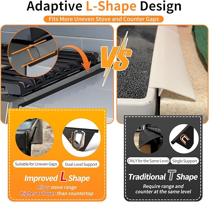 Stainless Steel Stove Gap Covers (2 Pack), Stove Gap Filler and Silicone Stove Top Shelf 30 Inch Magnetic (1 Pack), Easy Clean Heat Resistant Kitchen Bundle