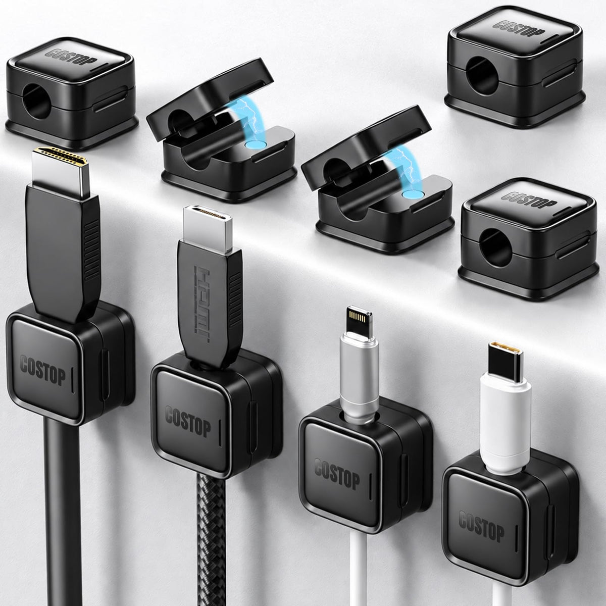 9 Pack Cord Organizer Magnetic Cable Clips Adhesive Wire - Image 1