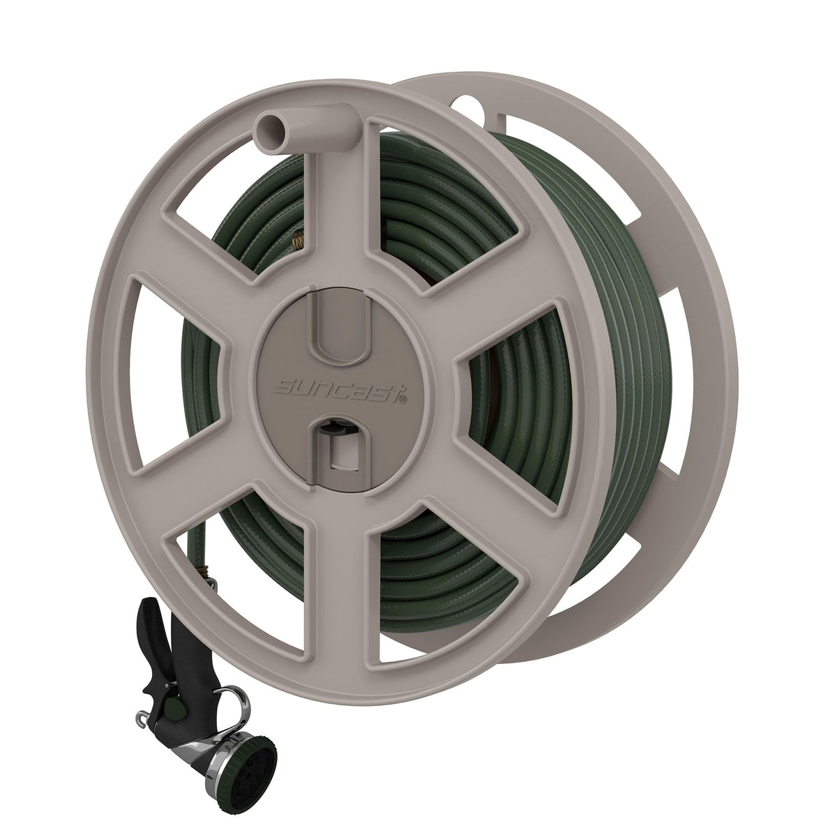 Suncast Sidewinder Wall Mount Garden Hose Reel, 100 Feet Capacity - Image 1
