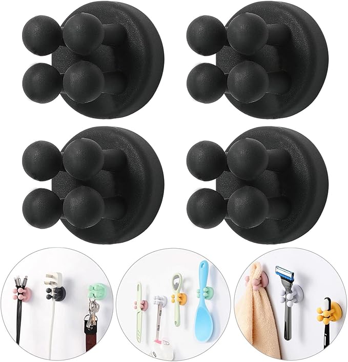 iBetterLife Razor Holder for Shower Hooks – 5Pcs Self Adhesive Wall Mounted Single Hook for Hanging Toothbrush, Functional Waterproof Utility Plug Holder for Bathroom Kitchen Living Room Office