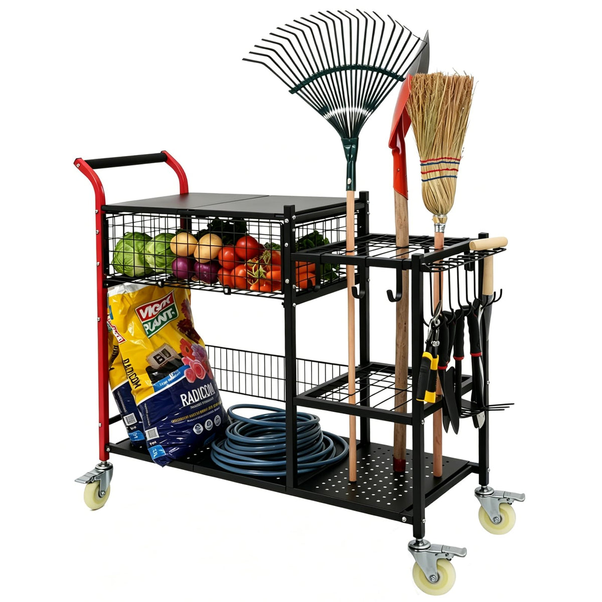 Anleolife 3-in-1 Garden Cart: Workstation, Harvest Basket - Image 1