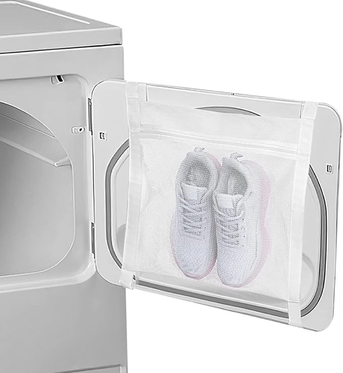 Shoe Drying Bag, Reusable Sneaker Drying Mesh Bags, Laundry Bag with Zipper Strap for Washing Machine, Shoes, Clothing, for Most Dryers Door(COLOR:white)