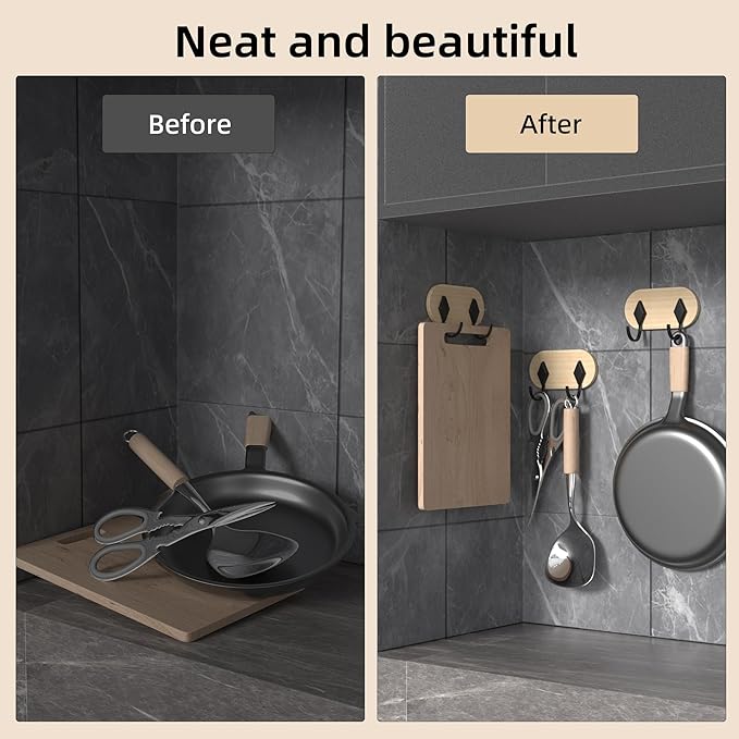 Kayqi 17 lbs (Max) Self-Adhesive Aluminum Alloy Hooks for Bath, Kitchen, Bar, Office, Simple and Versatile, (Pack of 3)