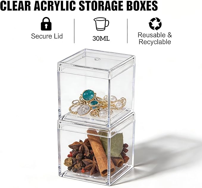 KissYou Acrylic Box Easter Clear Candy Boxes with Lid Acrylic Square Cube 4 Pieces Display Case Transparent Jewelry Storage Box Party Decorative Boxes