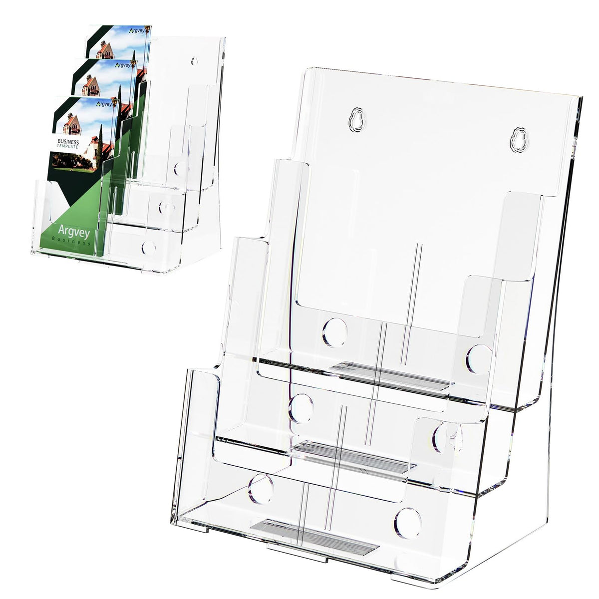 Argvey 3-Tier Brochure Holder 8.5 x 11, Desktop Literature & File - Image 1