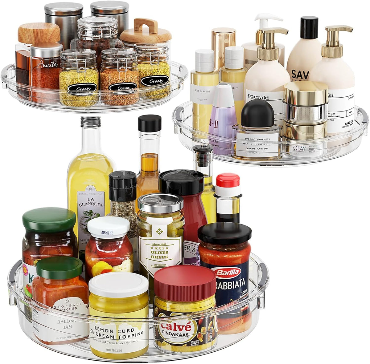 LAMU 3 Pack Lazy Susan Organizer Turntable for Cabin | Pull Out Organi - Image 1