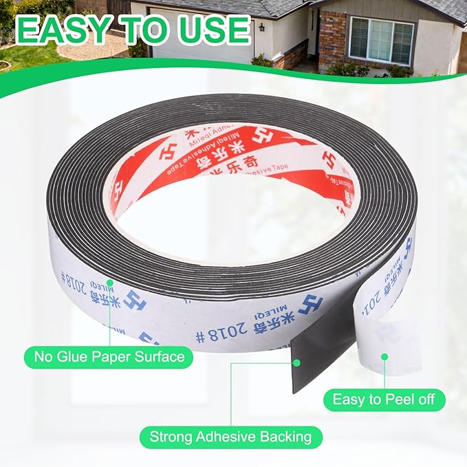 PATIKIL 3Roll Sponge Rubber Foam Tape, 25/32" W x 5/64" t x 16.4ft l Self-Adhesive Foam Insulation Tape Weather Stripping for Window Door Soundproofing Weatherstrip AC Seal Strip, Black
