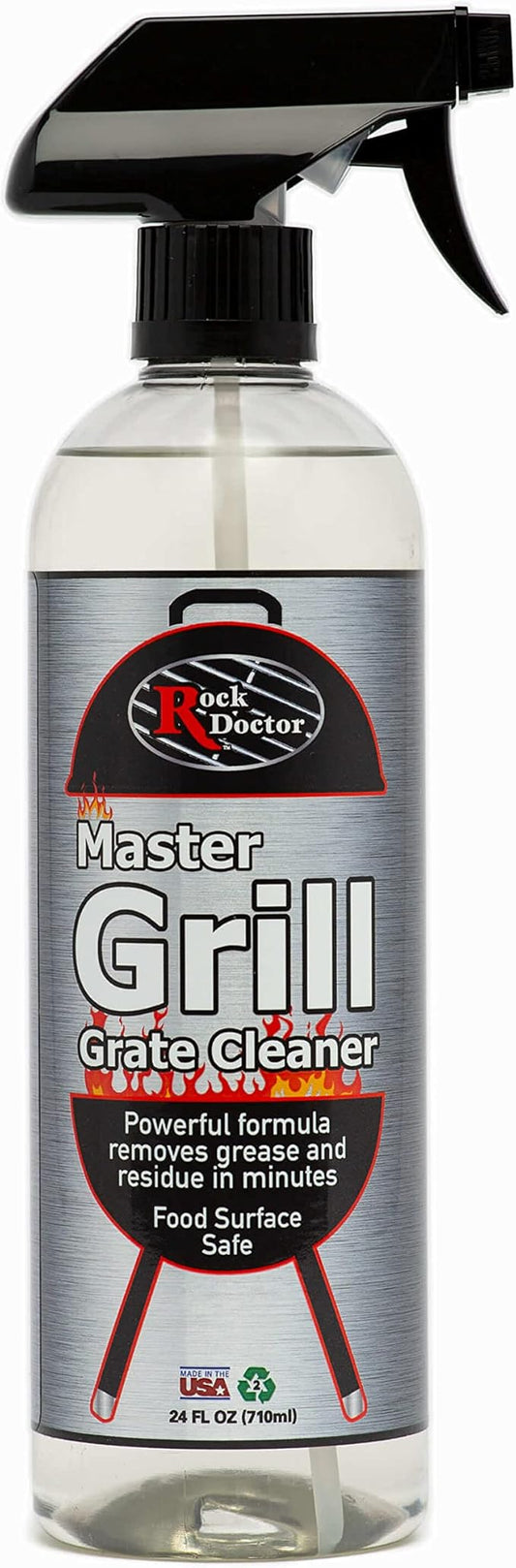 Rock Doctor Master Grill Grate Cleaner, 24 oz. Cleaning Spray for Drip Pans, Oven Grates, Smokers, and Components, Non-Abrasive Liquid Solution Removes Grease, Grime, and Dried Food – Pack of 1