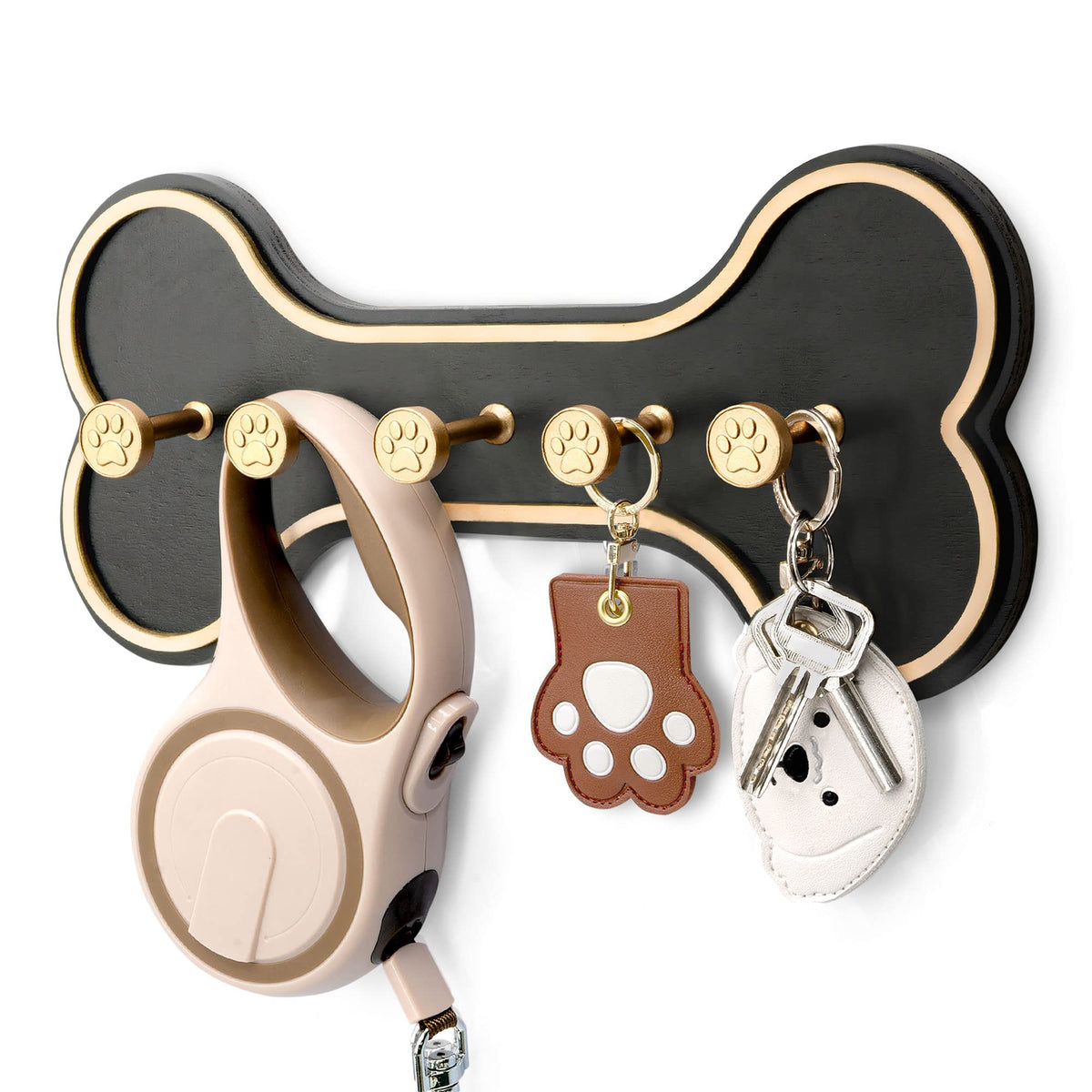 MTERSN Dog Leash Holder Wall Mount with 3D Paws Hooks | Pet Essentials - Image 1