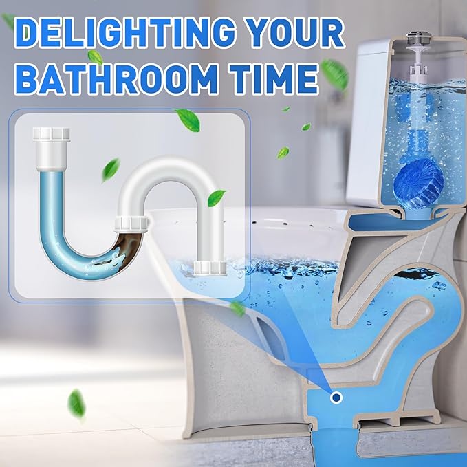 Qualirey 60 Pack Automatic Toilet Cleaner Tablets Toilet Bowl Long Lasting Bathroom Tank Tablets (Blue)