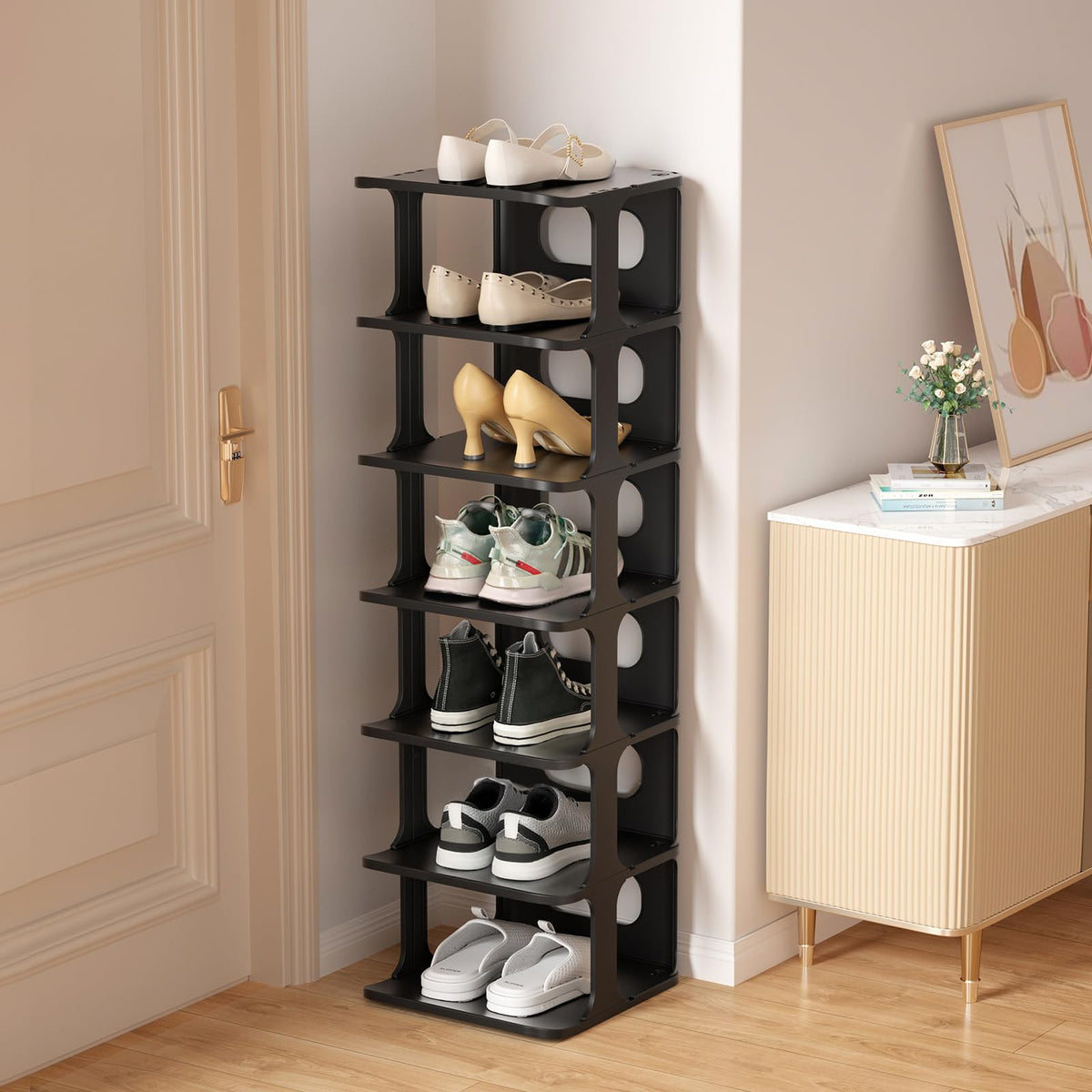 HAIXIN 7-Tier Narrow Vertical Shoe Rack, Skinny Shoe | All Products - Image 1
