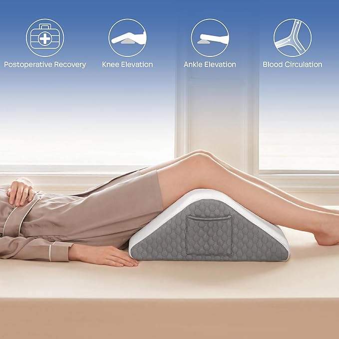 Wedge Pillow for Acid Reflux and Back Pain Relief, Snoring, Bed Wedge Pillow for Sleeping After Surgery. Triangle Pillow Wedge, Cooling Memory Foam Top