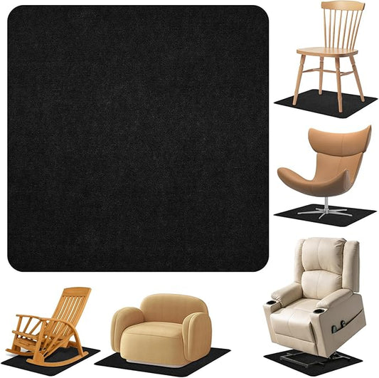 Recliner Pads for Hardwood Floors, Non Slip Recliner Grippers, Furniture Pads Floor Mats for Carpet, Anti Slide Office Chair Mat for Floor Protector, 35"x35" (1 Pack-Black