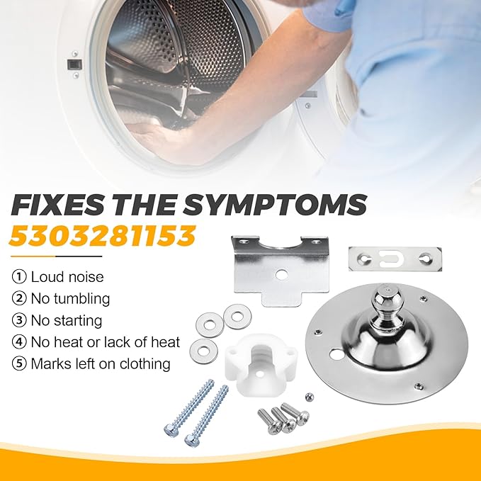 Upgraded 5303281153 Dryer Rear Drum Bearing & 134503600 Dryer Drum Belt Kit by Techecook - Compatible for Frigidaire Kenmore Dryers - Replaces PS459829 AP2142648 PS1148434 134163400