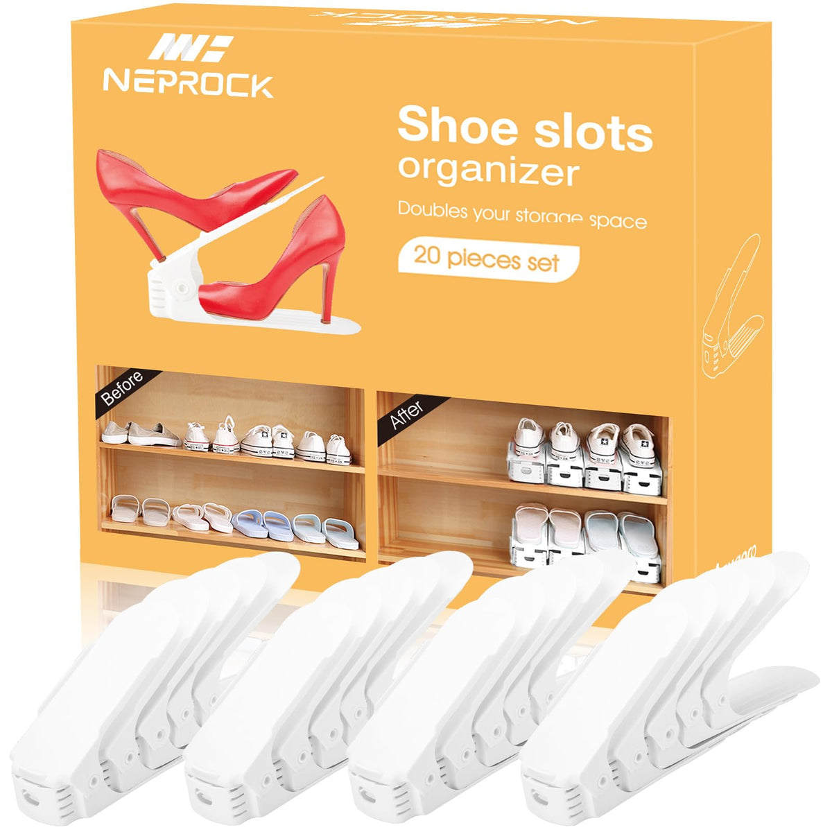 Neprock Shoe Slots Organizer, 20 Pack Adjustable Sho | Storage & Organ - Image 1
