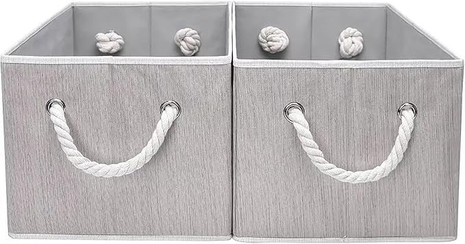 2 Pack Large Storage Baskets for Shelves | Fabric Closet Organizers and Storage Bins with Handles Home Organization | Decorative Collapsible Baskets for Organizing Clothes 16.3"x 12"x 10.24"