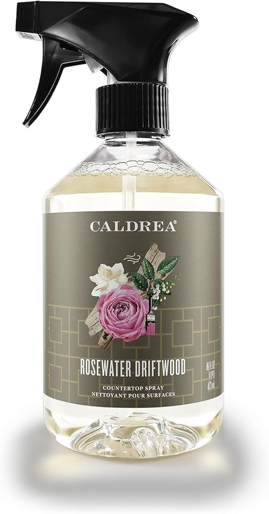 Caldrea Multi-surface CounterTop Spray Cleaner, Made With Vegetable Protein Extract, Rosewater Driftwood Scent, 16 Oz
