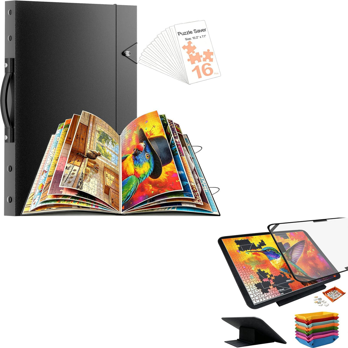 Puzzle Storage Folder and Felt Puzzle Board with Cover - Image 1