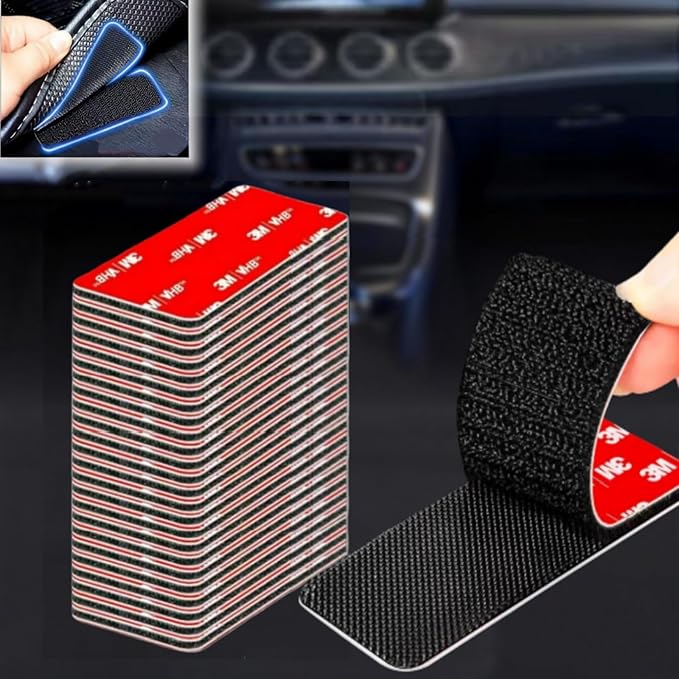24 Sets Heavy-Duty Hook and Loop Strips with Adhesive Fasteners, Made with 3M VHB, Waterproof Heat-Resistant, for Walls, EZ Passes, Sofa Cushions, Car Floor Mats, Furniture, Carpet and More (4''X2'')