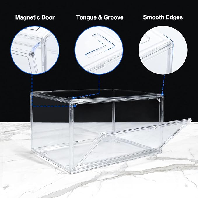 12 Pack Shoe Boxes,Acrylic Shoe Display Box,Stackable clear shoe box,Clear Plastic Stackable Sneaker Box,Shoe Containers,Shoe Case,Sneaker Storage,Fits Up to Size 14