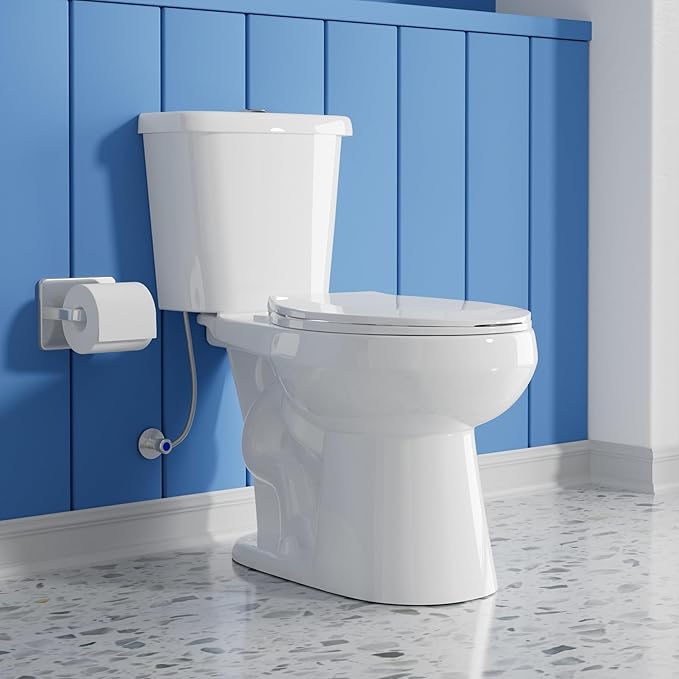 17 Inch Compact Tall Toilet for Seniors,Tornado Flush High Toilets, Chair Height Toilet, ADA Height for Bathroom, Comfort Bowl Heigh 16.75", Seat Height 17.5",Two Piece Dual Flush 1.1/1.6 GPF, White