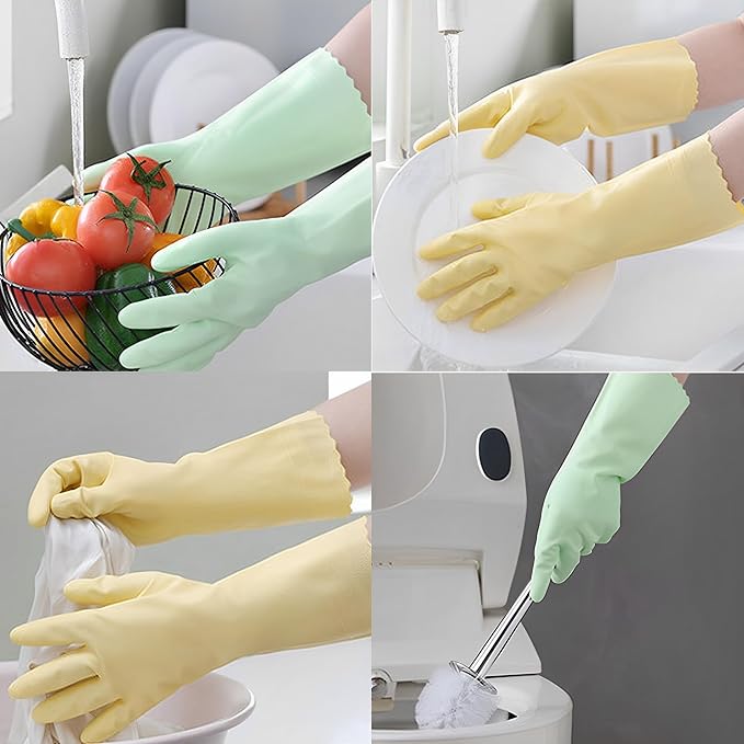 KINGFINGER Cleaning Gloves, 3 Pairs Reusable & Durable Glove, Latex-Free Rubber, for Household Cleaning