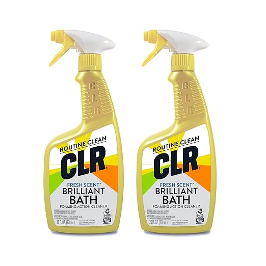 CLR Brilliant Bath Foaming Bathroom Cleaner Spray - For Use On Toilet, Bath, Shower, Sink, Glass, Stainless Steel - Fresh Scent, 26 Ounce Bottle (Pack Of 2) & OXO Good Grips Grout Brush