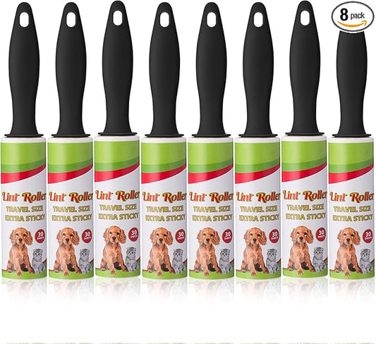 Hushee 8 Pcs Mini Lint Roller for Travel Small Lint Removers Bulk for Pet Hair and Clothes Small Size Removers Portable Sticky Removing Tool for Cleaning Furniture Dog Car Seat