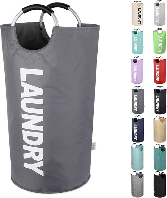 Large Laundry Hamper Bag 95L，Tall Laundry Basket with Handles, Big Dirty Clothes Hamper for Dorm, Laundry Room, Sturdy, Lightweight & Easy Carry Laundry Sorter Bin – Dark Grey