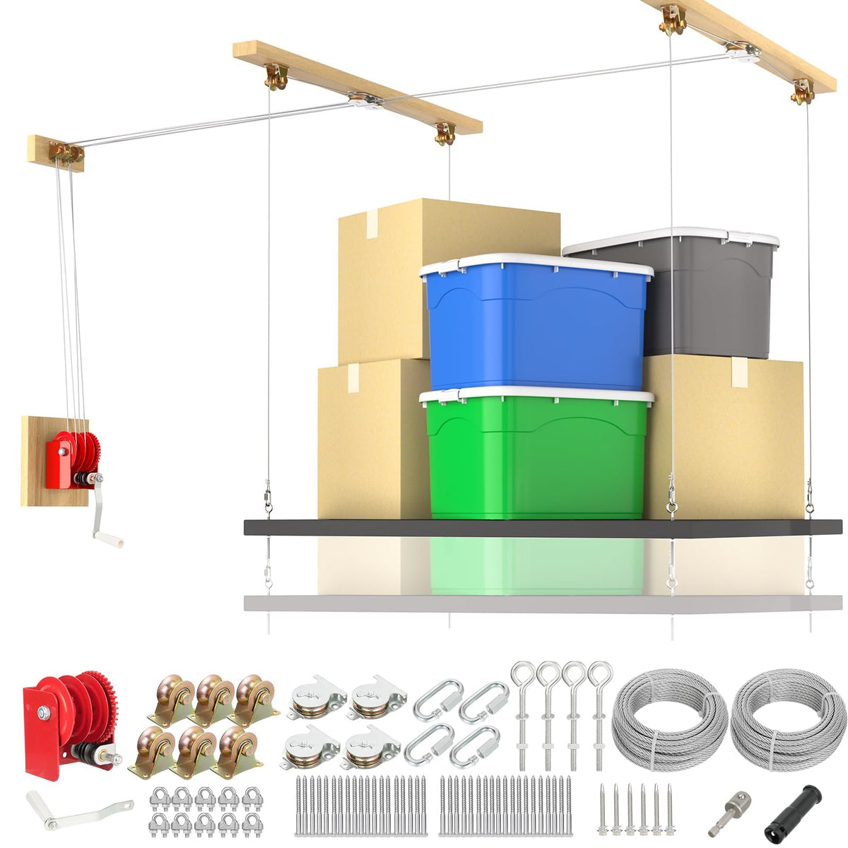 Overhead Garage Storage Lift Kit with 3/16 Galvanized | Garage Storage - Image 1