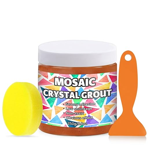 Mosaic Crystal Grout, Mosaics Tile Tools, Mosaic Tile Accessories – Essential for Handmade Grouting and Perfect for DIY Craft Projects (Orange Red, 8.8oz)