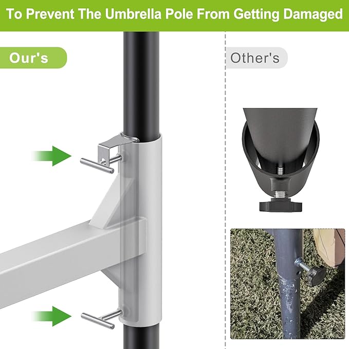 Dolibest Hitch Mount Umbrella Holder for Cars, SUVs & Trucks - Rust-Proof Portable Outdoor Umbrella Stand for Road Trips, Tailgating, Beach & Camping - Fits 1" to 2" Umbrella Poles- White