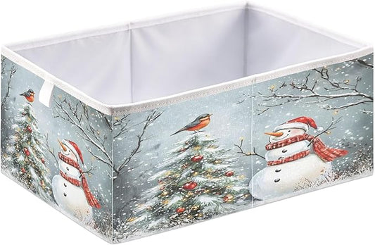 Bolaz Snowman and Christmas Tree Closet Organizers Storage Cubes Storage Bins Shelf Baskets Containers for Home Room Office,Rectangle