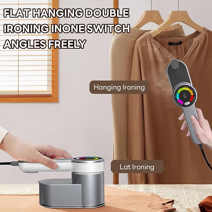 Travel Steamer Mini Iron for Clothes, Portable Garment Steamer-6 Intelligent Ironing Modes, Handheld Clothes Steamer Small Size, Foldable Clothing Wrinkles Remover, Compact Travel Steamer for Home